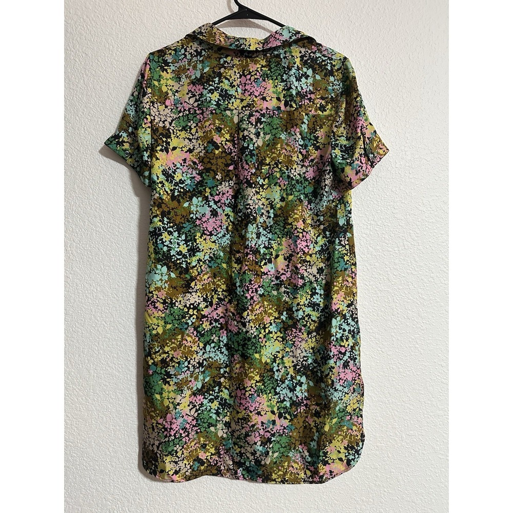 J. Crew Women's 100% Silk Floral Dress 6 Knee Length Pockets Collared Spring - Picture 2 of 4